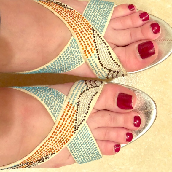 Vintage Cole Haan high heeled sandals with crystal - Picture 1 of 7